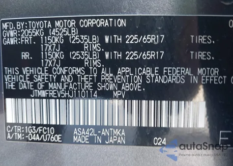 2017 Toyota Rav4 Xle z USA, uszkodzony, nr VIN JTMWFREV5HJ110114